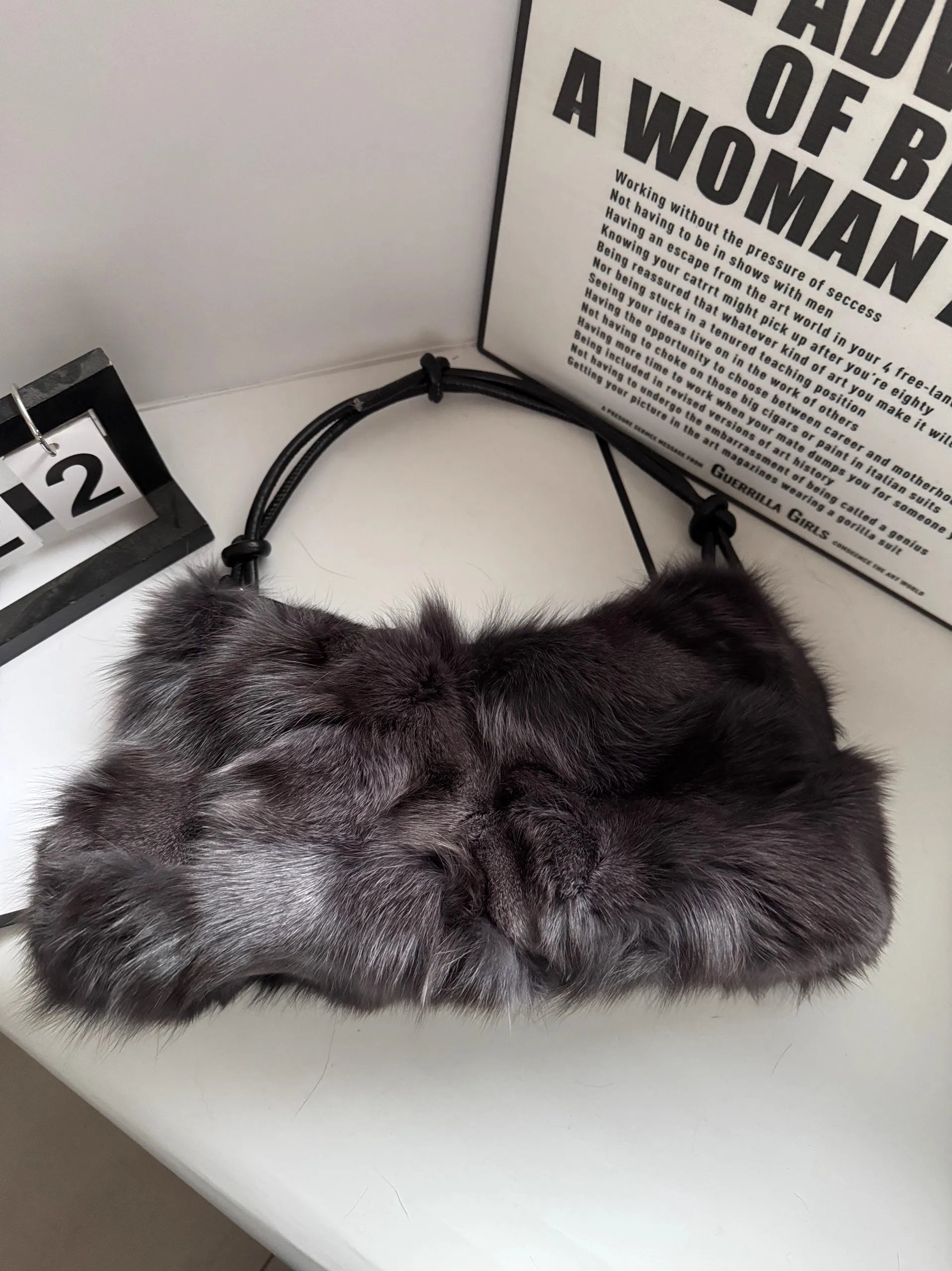 Winter Fox Fur Bag Women's Bag Fashion Handbag Ladies Bags Purses Women Shoulder Bag Real Silver Fox Fur Messenger Bags