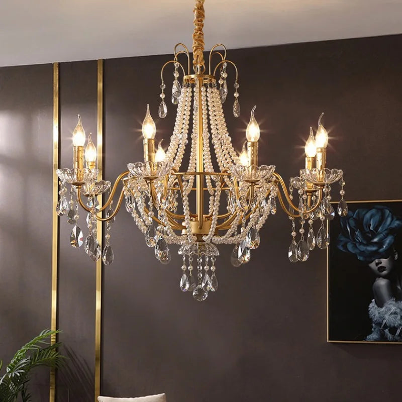 French Luxury Crystal Pendant Lights Ceiling Pendant Lamp Suspension Chandelier for Living Room Chandeliers Ceiling Light Lustre - Kimlud