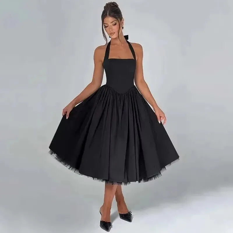 Townlike Waist Wrap A-line Ball Gown Dress Women Halter Mini 2025 Spring Summer Dress Nightclub Sexy Party Dresses