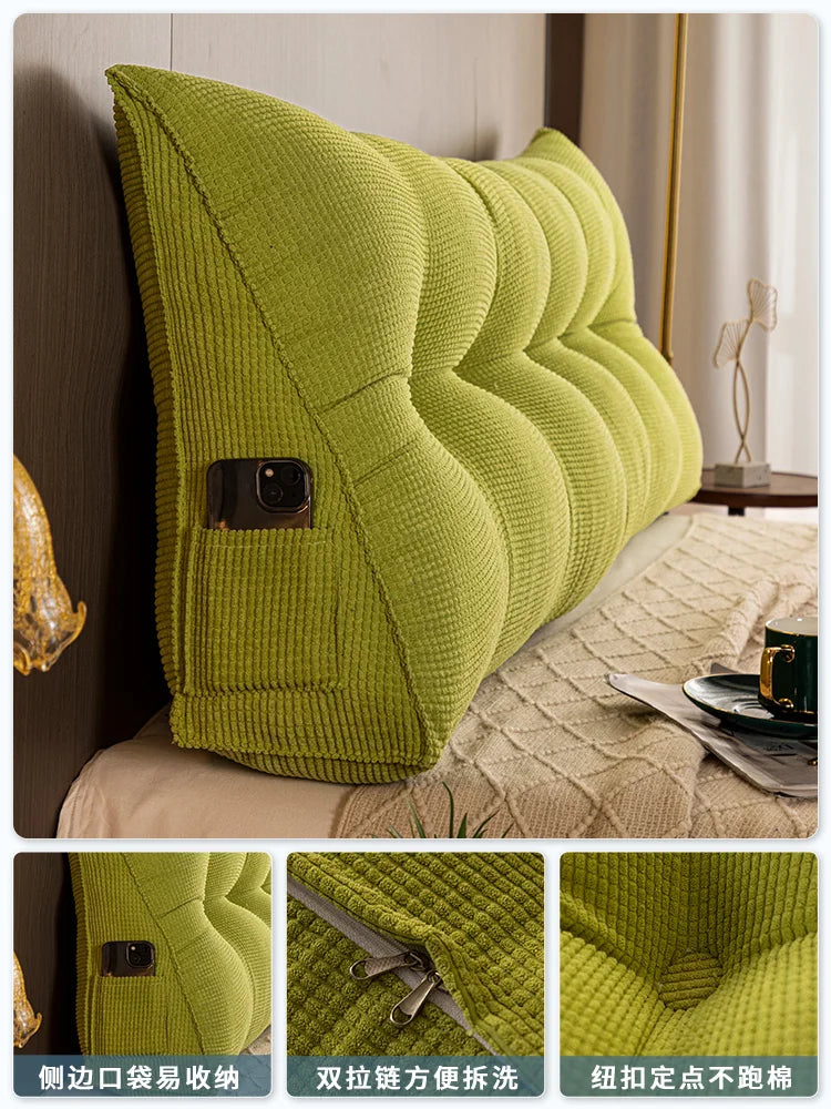 Long Pillow Headboard Cushion Triangle Large Back Bed Soft Bag Pillow Can Be Disassembled and Washed Bedroom Sofa