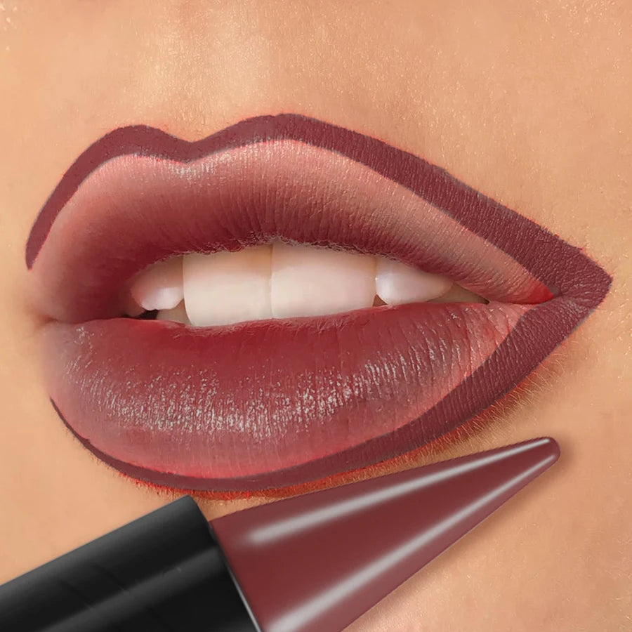 15-colors sexy red lipstick pen waterproof matte contour tint lipstick long lasting lip glaze brown lipliner pencil lip makeup