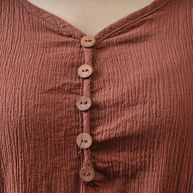 Women's Dress Long Dress Fashion Fake Two Pieces Loose Long Sleeve Art Big Swing Cotton Hemp Bohemian Cotton Vintage Women Dress - Kimlud