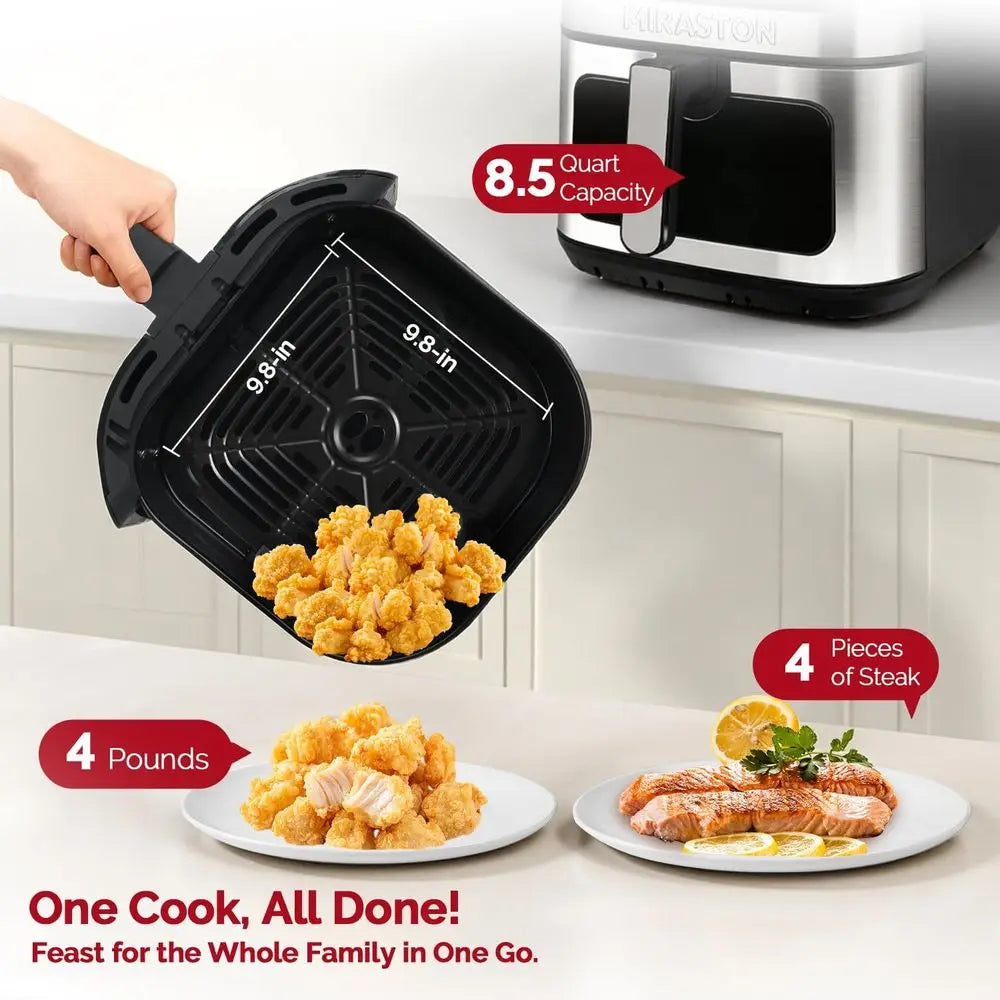 8.5QT Family-Sized Digital Air Fryer, BPA-Free, Smart Touchscreen with 8 Presets, Ideal for Snacks, Reheating, Parties, and Quic