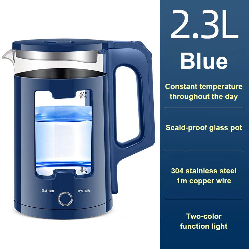 DMWD 2.2L Electric Kettle Quick Heating Hot Water Boiling Teapot Glass Blue Light Heater Pot Boiler Auto-Power Off...