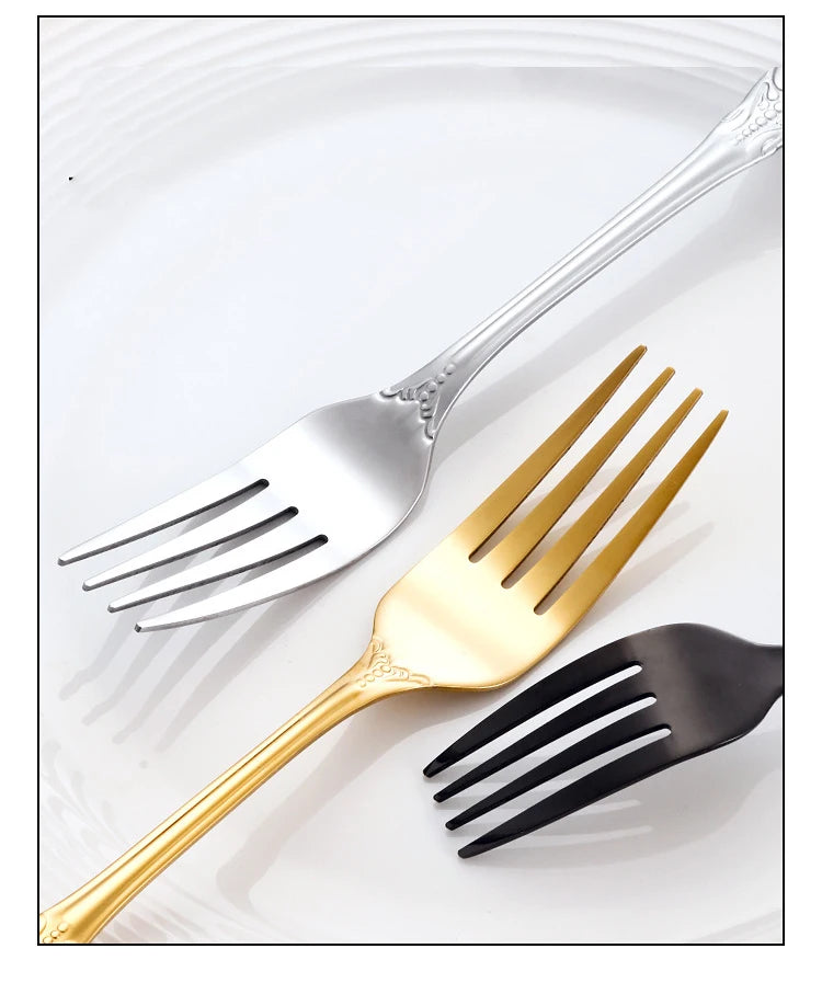 Golden Stainless Steel Cutlery Set Royal European Spoon Fork Complete Tableware Retro Design Dishwasher Safe Elegant...