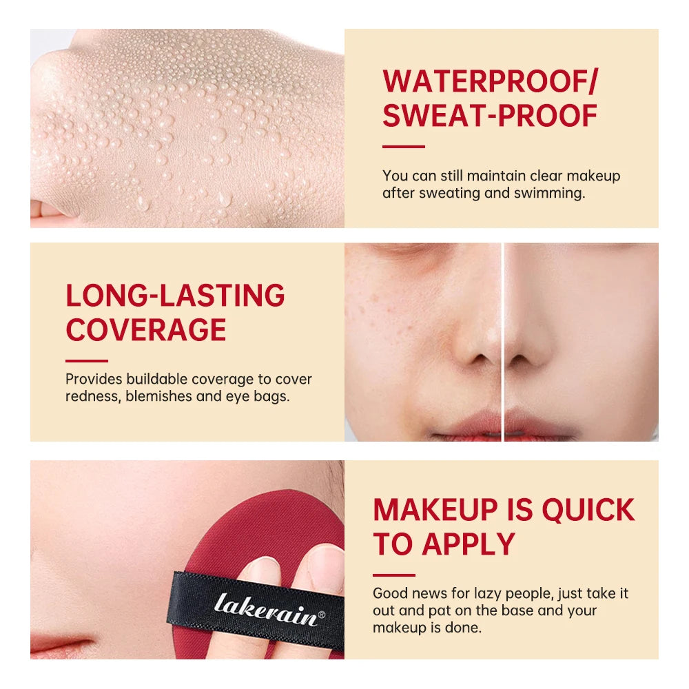 Sunscreen Cushion Foundation Fit Cushion Foundation Full Coverage Waterproof Long-lasting Concealer Long-lasting Makeup...