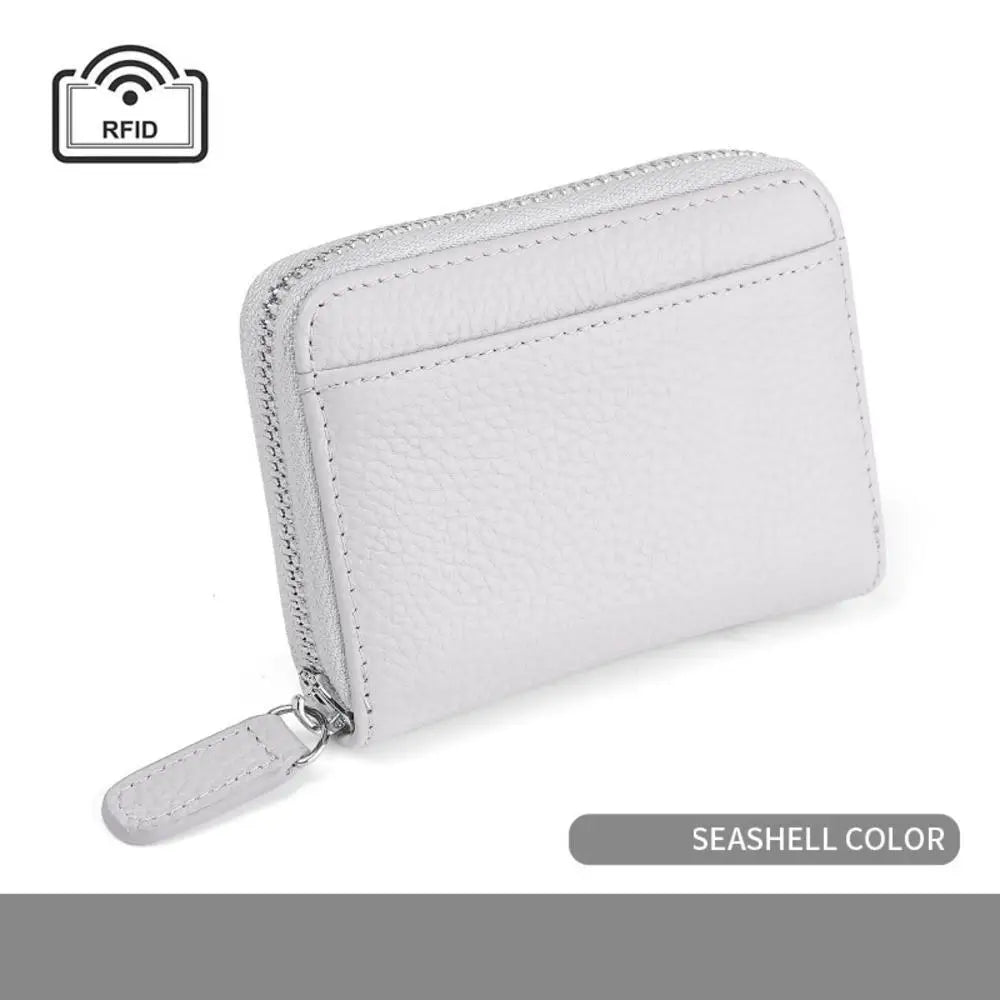 Credit Card Holder Wallet Rfid Blocking Slim Genuine Leather Organizer Zipper Pocket Id Card Pouch Case Purse With 20 Card Slots