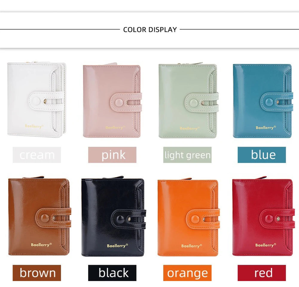 Women's Oiled Waxed Leather Wallet - Buckle Closure, Vertical Zipper Coin Pocket & 6 Card Slots (Heritage Design)