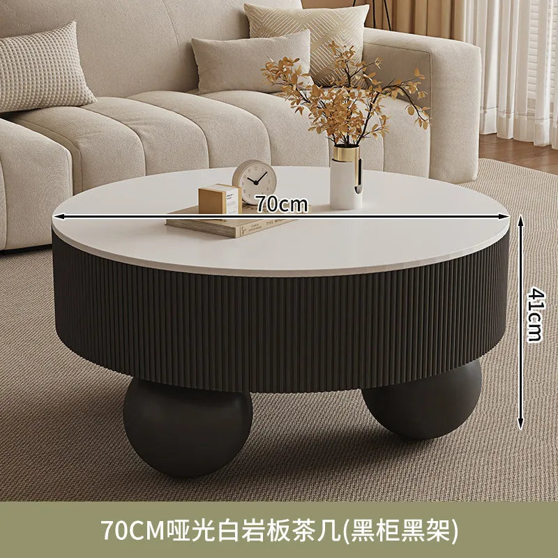 Round Designer Coffee Table Storage Nordic Aesthetic Minimalist Coffee Table Drawers Italian Simple Mesa Auxiliar Home...
