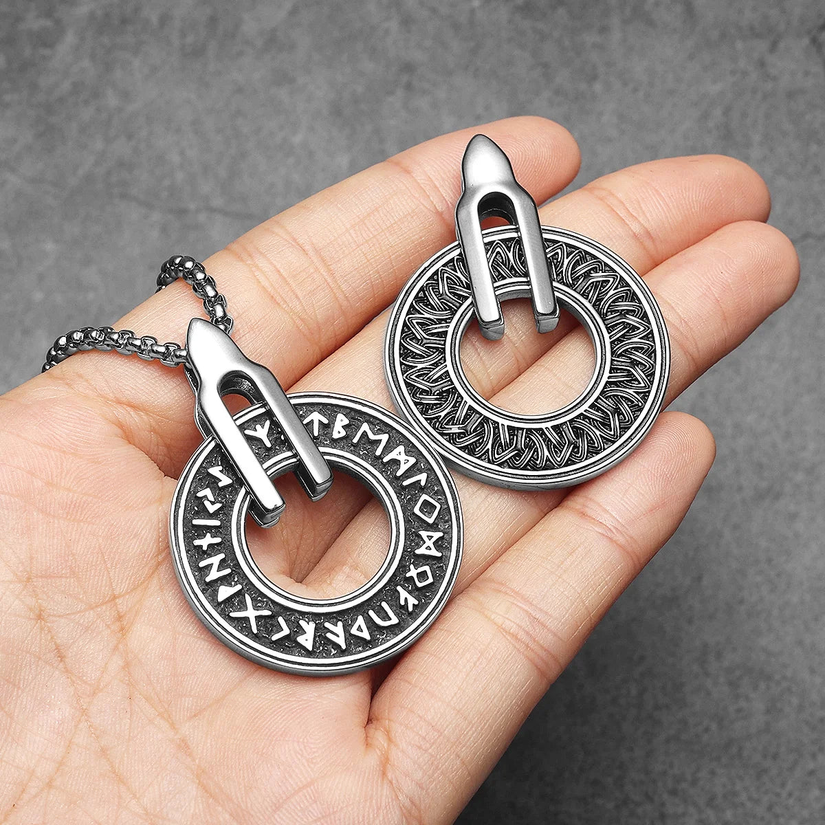 Viking Rune Carving Men Necklaces With Pendant Stainless Steel Jewelry For Male Women Punk Hip Hop Accessories Gifts Wholesale