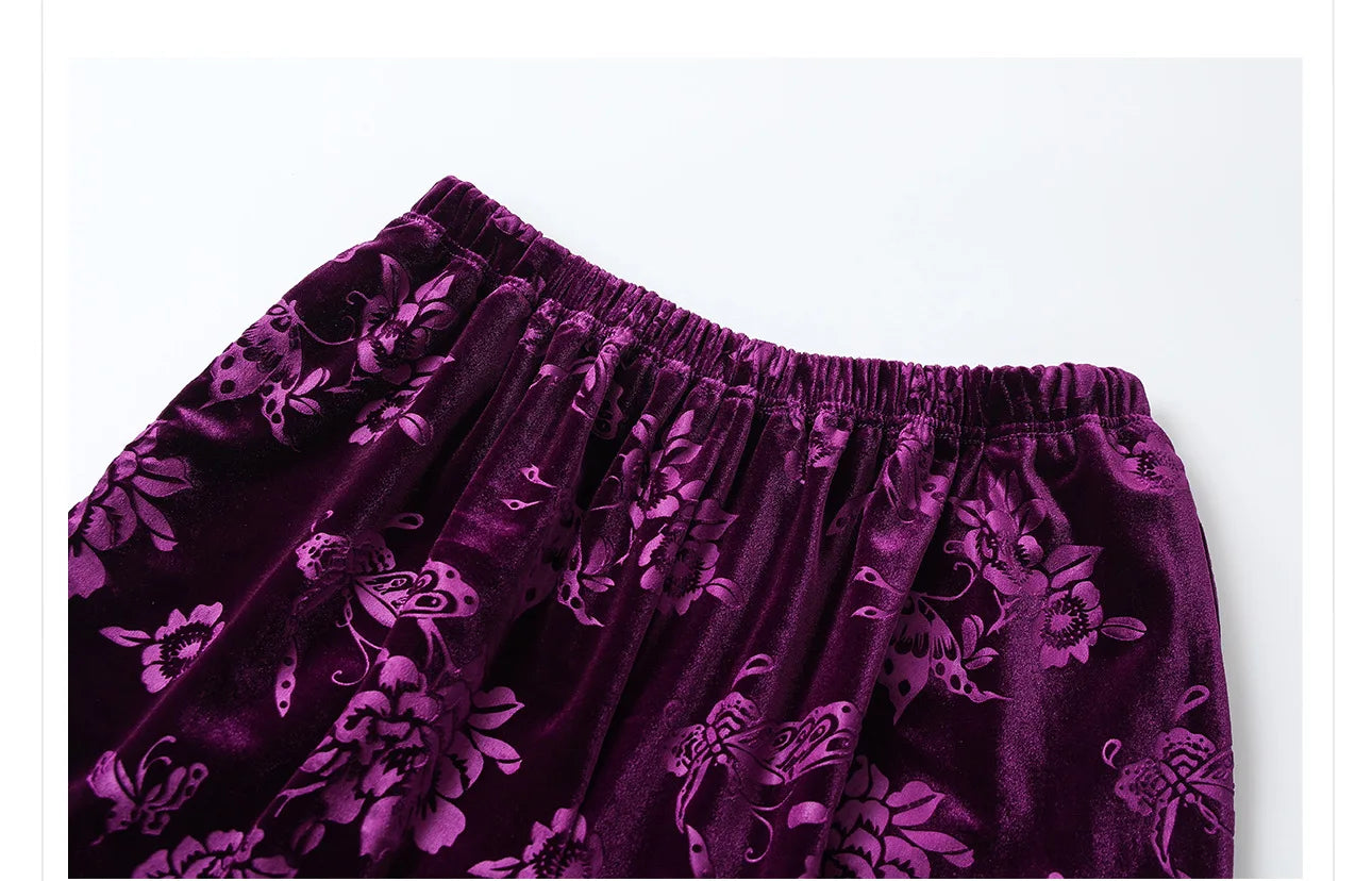 Spring and Autumn New Chinese Style New Elegant Elastic Waist Wide Leg Pants Jacquard Casual Design Loose Long Pants Female S-L