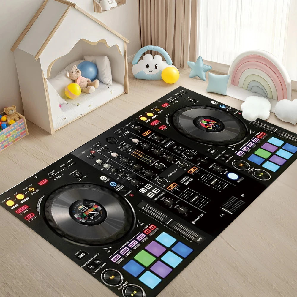 Retro DJ Console Carpet Music Studio Pattern Mat Stylish Area Rug for Living Room Bedroom Home Decoration Home Rugs for Bedroom - Kimlud