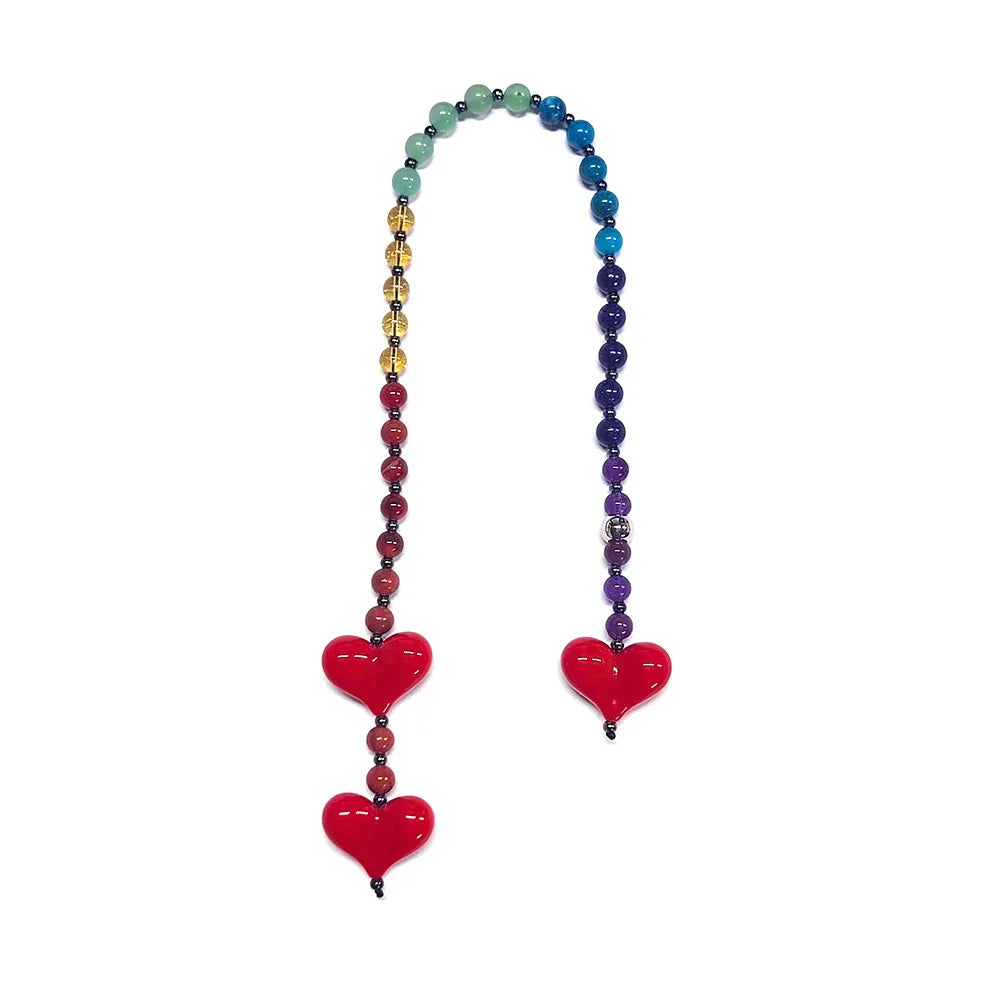 HERLOOK Y2K Bohemian Bag Charm for Women Red Heart Colorful Beads Chakra Energy Healing Pendant Fashion Jewelry Gift...