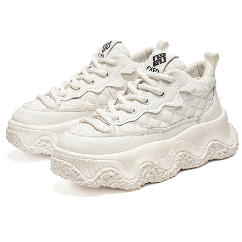 Chunky Sneaker Men Designer Winter Plush Warm Punk Board Shoes Fashion Casual Leather Height Increased Flat Platform Sport Shoes