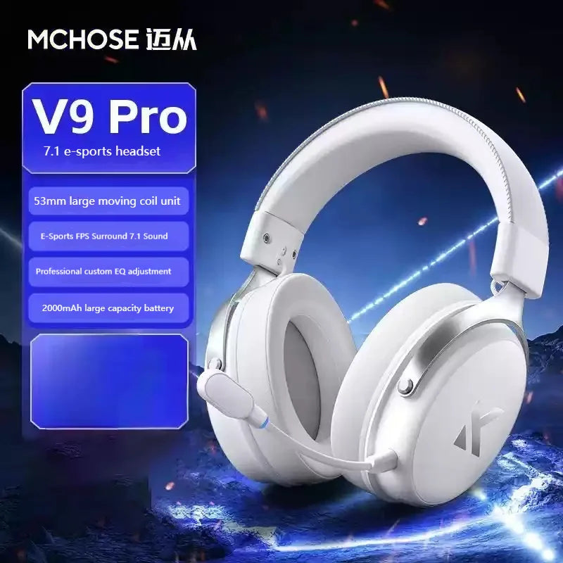 Mchose V9 Pro E-Sports Gaming Headphone Bluetooth Tri-Mode Wireless 7.1 Noise Reduction Moving Coil Low Latency Mic Headphone
