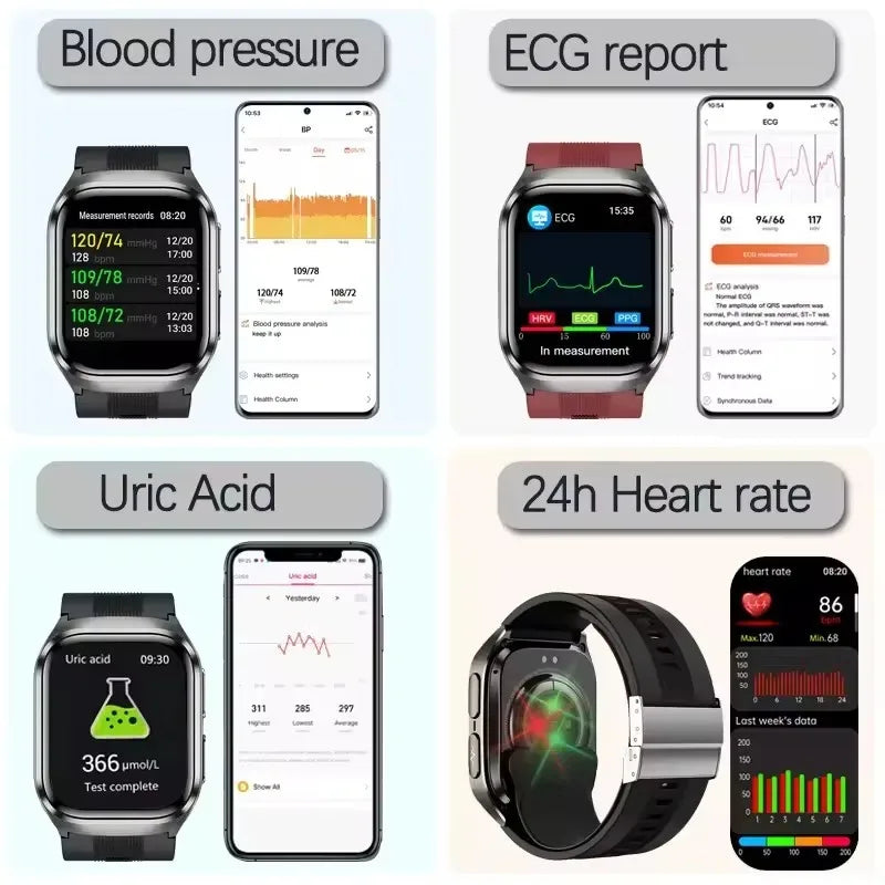 2025New Heart Health Analysi NFC Air Pump+Air Bag Smart Watch Men Accurate Blood Pressure Uric Acid ECG Call Smart Bracelet lady