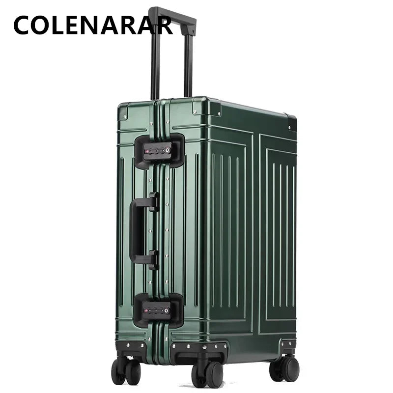 COLENARA 20"24"26"29Inch Full Aluminum Magnesium Alloy Boarding Box Suitcase Men's Business Trolley Case Travel Luggage Bag