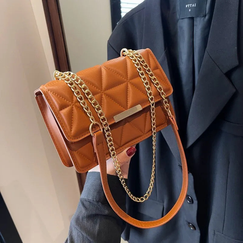 Trendy Quilted Chain Crossbody Shoulder Bag, Stylish Multi Color Small Square Purse, Chic & Perfect for Women's Everyday Use - Kimlud