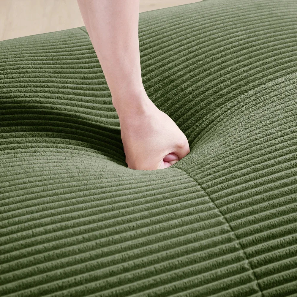 3-seater Sofa in Premium Cordsamt, Non-slip, Ergonomic Armrests and Highly Elastic Upholstery for Living Room and Bedroom, Green - Kimlud
