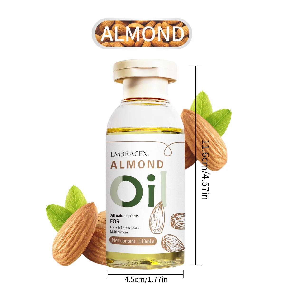 110ml Almond Oil Almond Carrier Oils Massage & Body Oil Carrier Oil Natural & Unscented Moisturizer for Skin,hair Gift To Friend