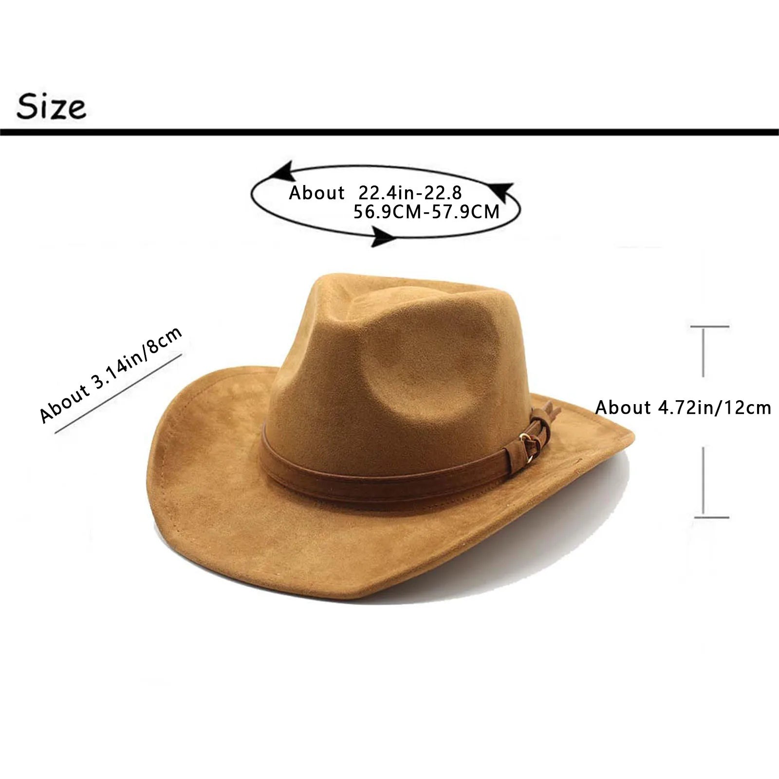 Women Men Felt Cowgirl Hats Vintage Soft Wide Brim Western Hat with Belt for Party | Kimlud Mid Range Rug