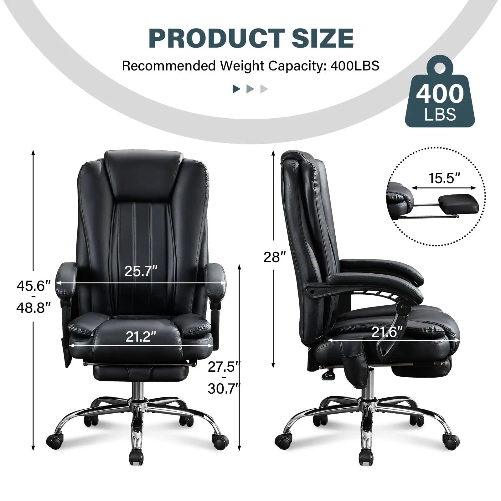 Massage Chair Office Electric Leather Executive Chair Adjustable Height Reclining Nap Chair 3 Intensity Levels Latex Cushion