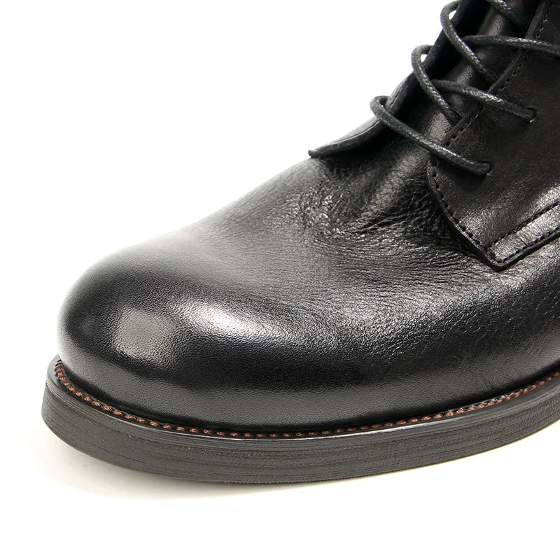 Cowhide Men's Boots Genuine Leather Shoes Men Side Zipper Men Ankle Boots Handmade Retro Leather Boots Luxury Men's Formal Shoes