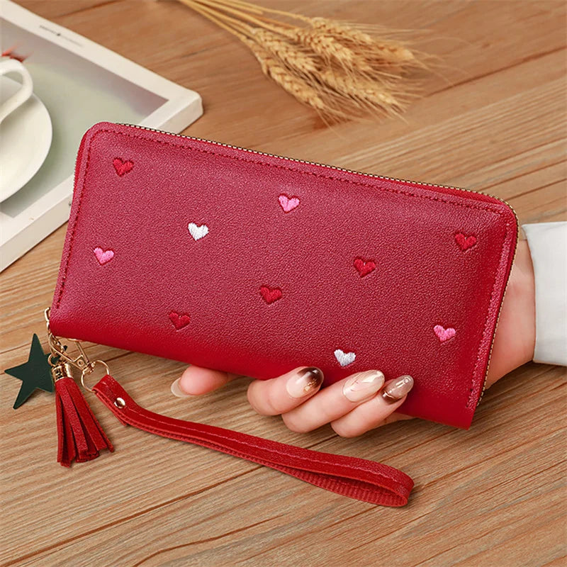 Women Long Wallets Purses Luxury Love Heart Wallets for Ladies Girl Money Pocket Card Holder Female Wallets Phone Clutch Bag