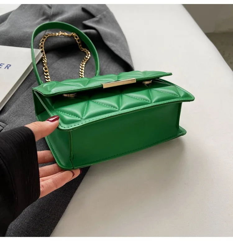 Trendy Quilted Chain Crossbody Shoulder Bag, Stylish Multi Color Small Square Purse, Chic & Perfect for Women's Everyday Use - Kimlud