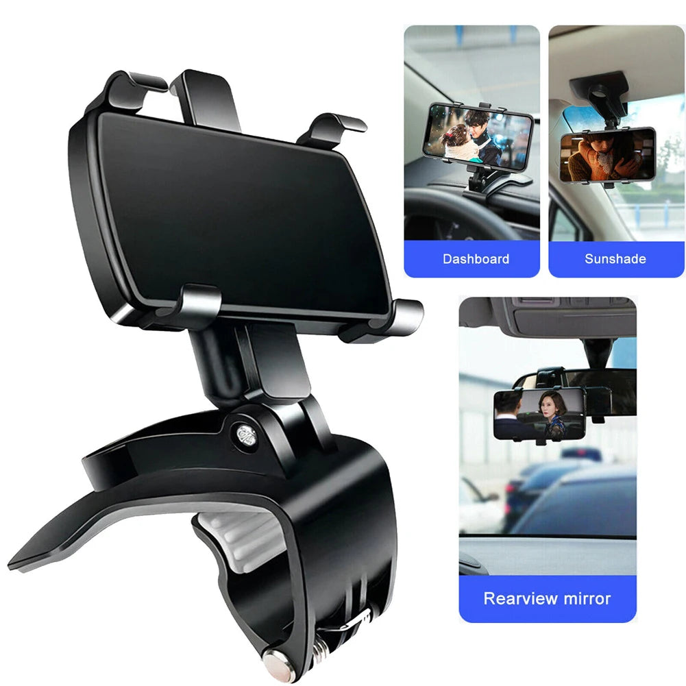 Multi-function Instrument Cluster Phone Holder 360 Degree Rotating Dashboard Adjustable Spring Clip Cell Phone Holder Foldable