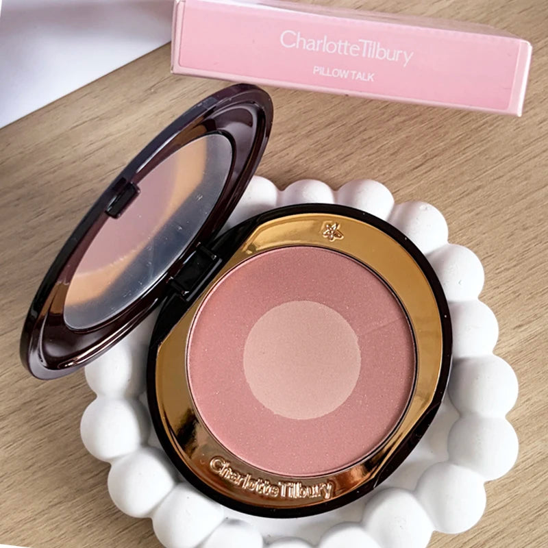Charlotte 4 Colors Pink Diamond Heart-Shaped Lipstick Luminous Lip Glow and Two Color Heart Shape Powder Blusher Tilbury Makeup