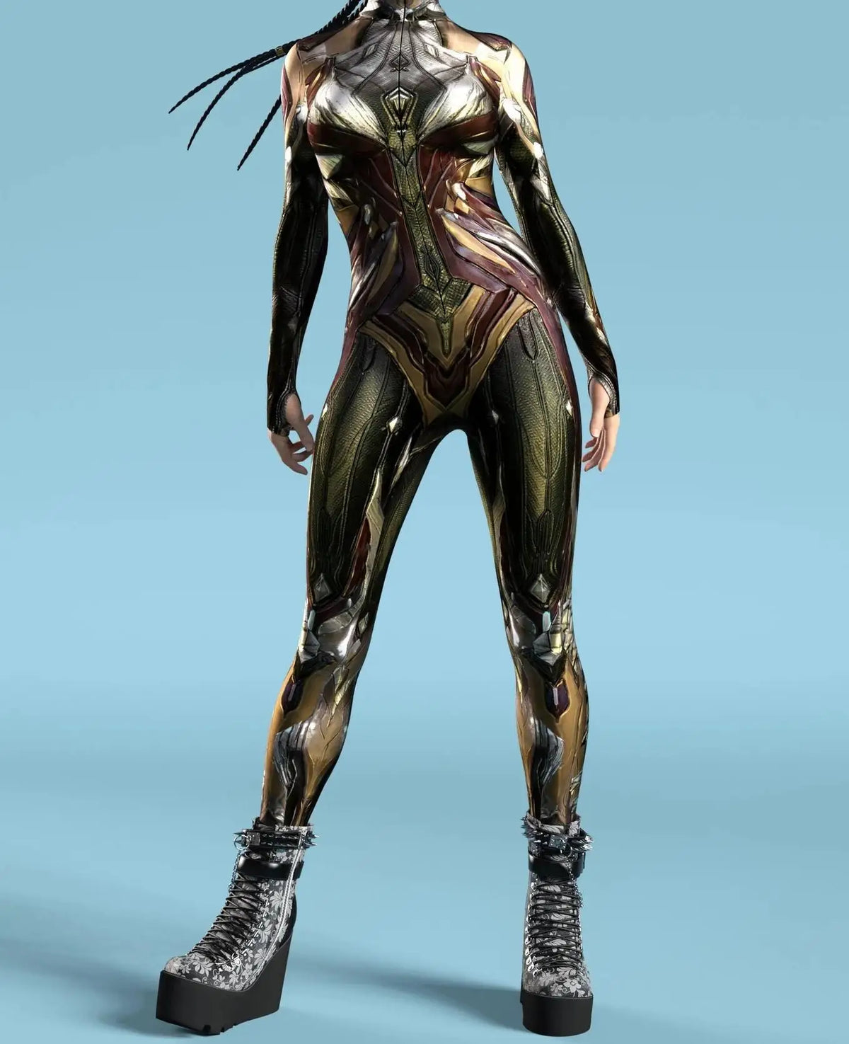 Women Cyber Armor 3D Printing Bodysuit Halloween Carnival Punk Cosplay Zentai Suit Festival Jumpsuit Party Morphsuit Rave Outfit - Kimlud