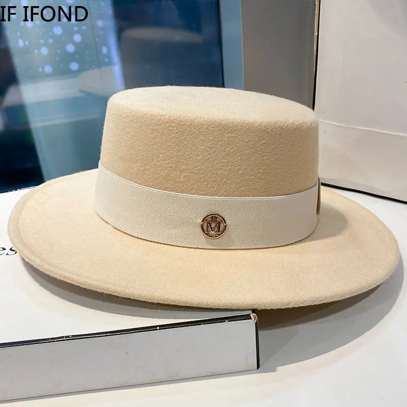 Fedora Hats for Women Fashion Elegant Bowler Dress Caps Panama Church Wedding Ribbon Band Hat Men Felt Jazz Hat