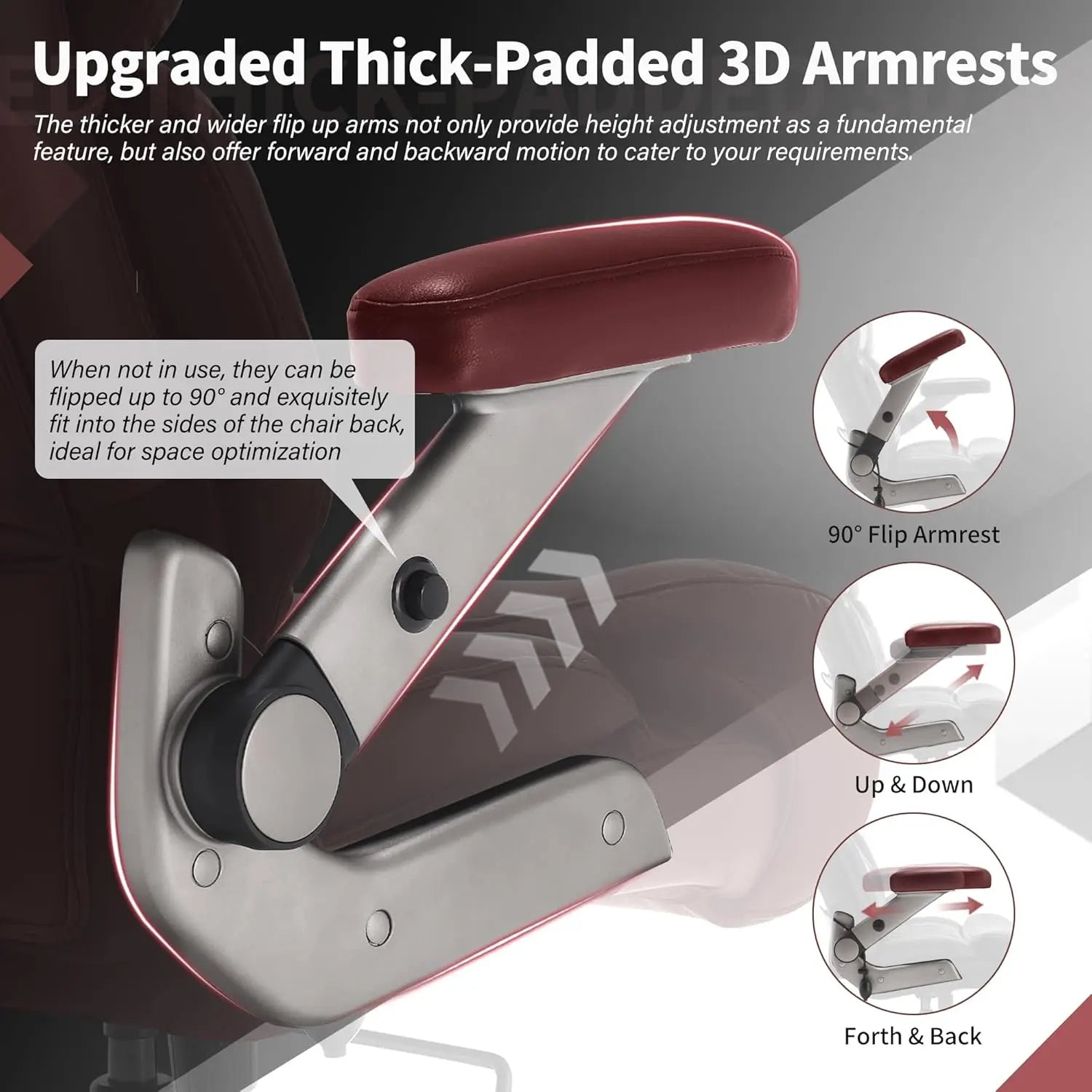 Big and Tall Office Chair 700lbs - Adjustable Headrest&Lumbar Support, 3D Flip Arms, Large Wheels &Heavy Duty Metal Base