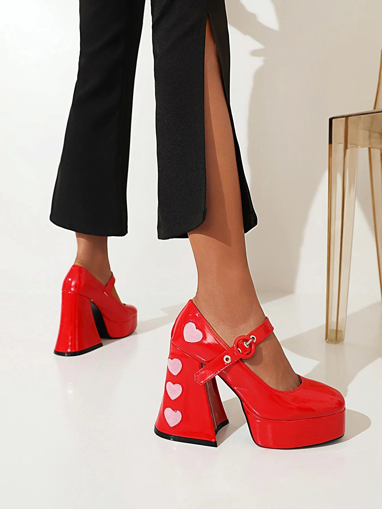 High Heeled Mary Jane Shoes Women's Straight Strap Thick Single Order Shoes 2025 New Retro Girls' Leather Shoes | Kimlud...