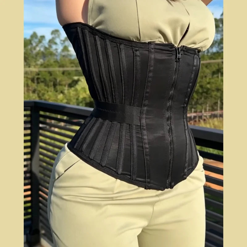 Women's Waist Trainer Corset With Belt - Zipper Closure & Hookeye Buckle Design, Posture & Tummy Control Slimming Belt...