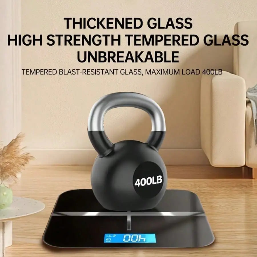 Multi-Function Smart Body Fat Scale - 390lbs Capacity, Tempered Glass, LCD Large Digits, For Home/Fitness/Outdoor - Kimlud