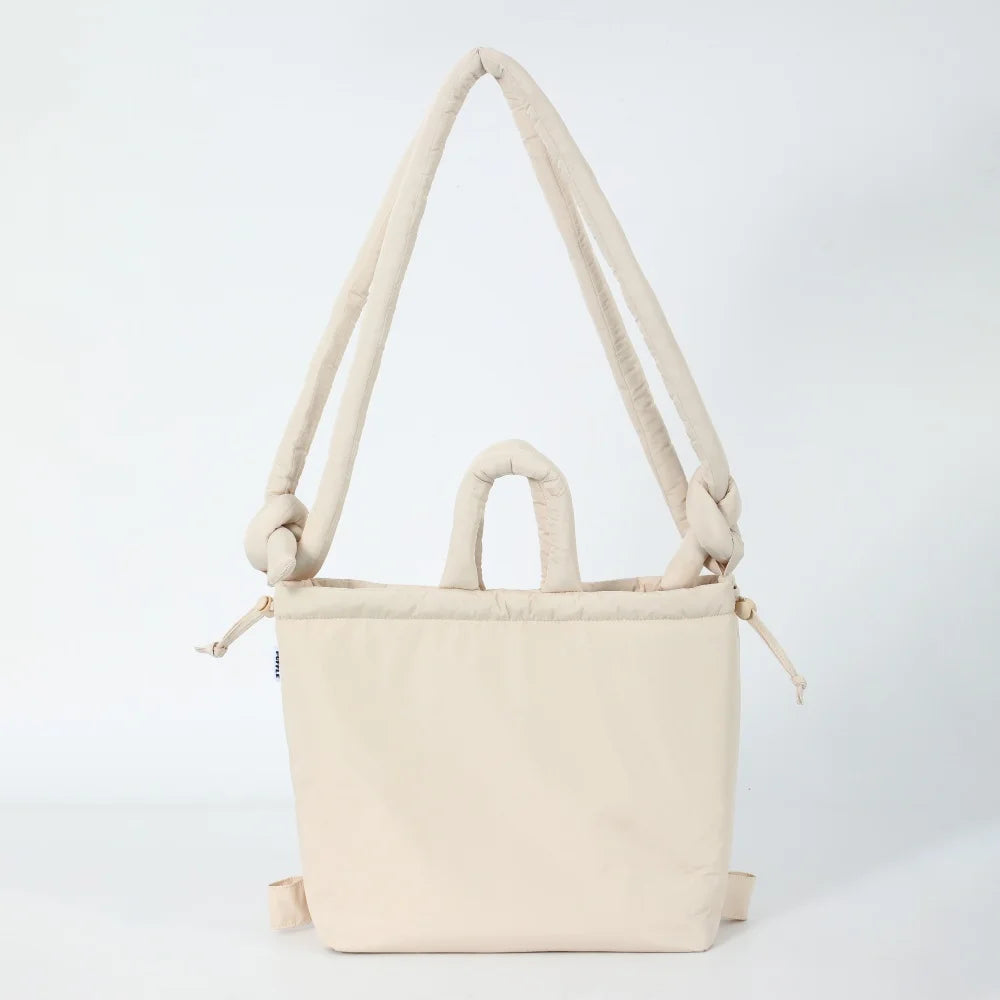 Puffer Backpack For Women Handbag With Top Handle Shoulder Bag Soft Lightweight Drawstring Puffy Tote Carry On Bag