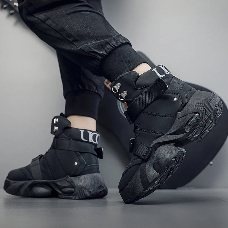 Fashion Platform Sneaker for Men Cool High Top Men Boot Designer Shoes Men Motorcycle Boot Outdoor Wear-resistant Workwear Boots