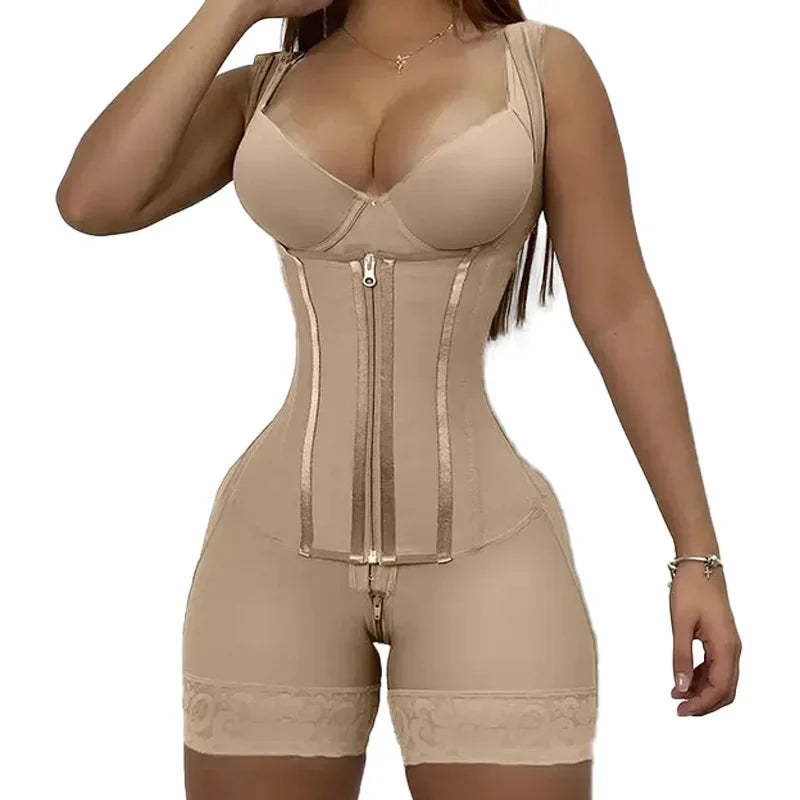 Women's High Compression Full Body Shaper Bodysuit, Double Tummy Control Open Crotch Girdle Shapewear - Kimlud