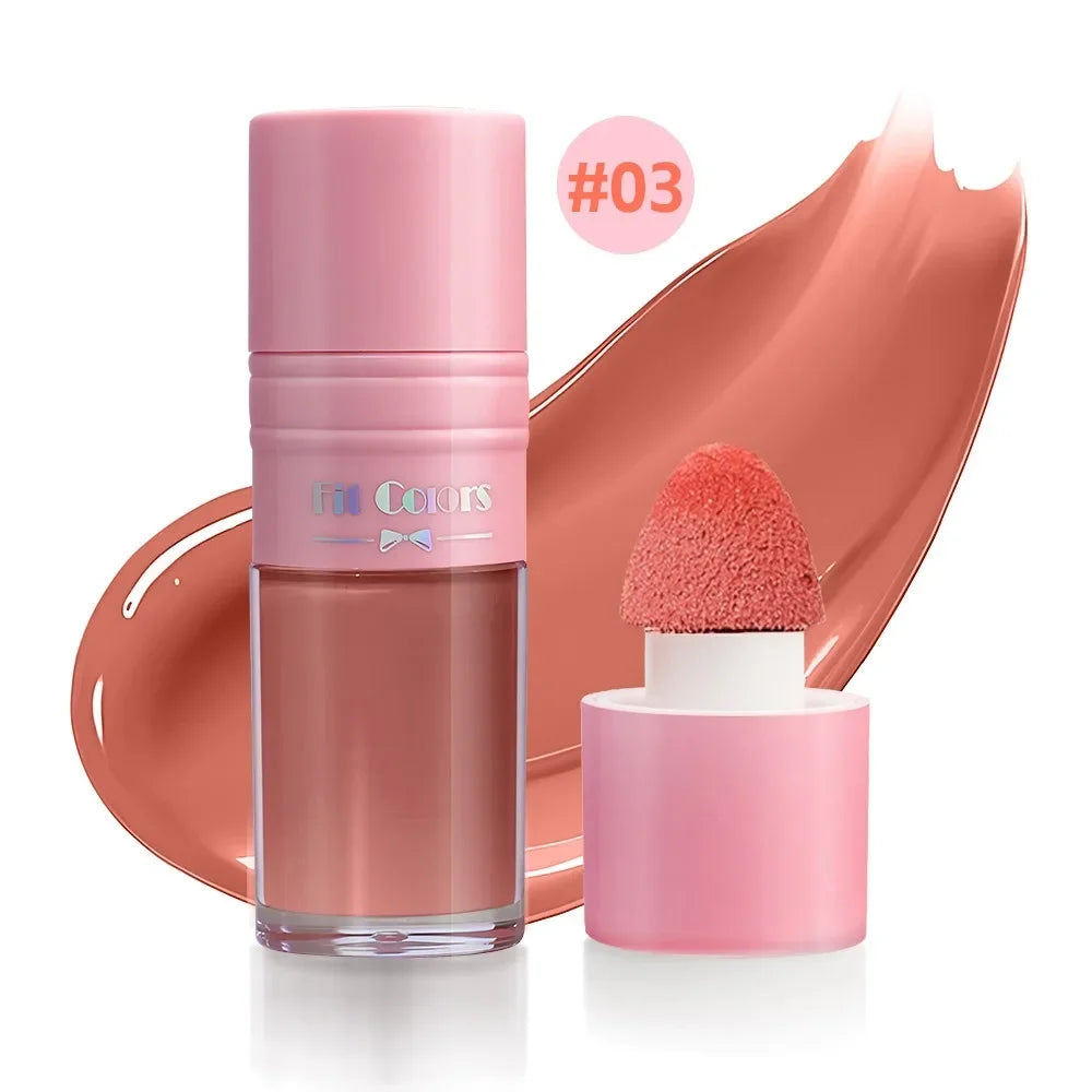 14 Colors Matte Liquid Blush Contour Highlighter Waterproof Long Lasting Sponge Brush Head High Pigment Blusher Brighten Bronzer