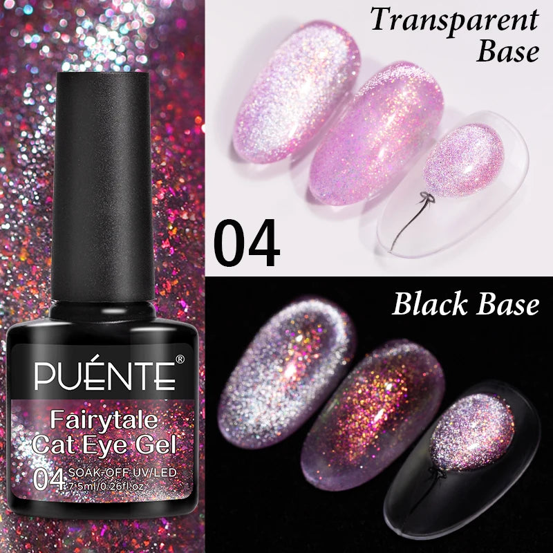 7.5ML Sparkling Reflective Glitter Gel Nail Polish Pink Purple Red Blue Colors Dark Flashing Nail Gel Soak Off UV Nail Varnish