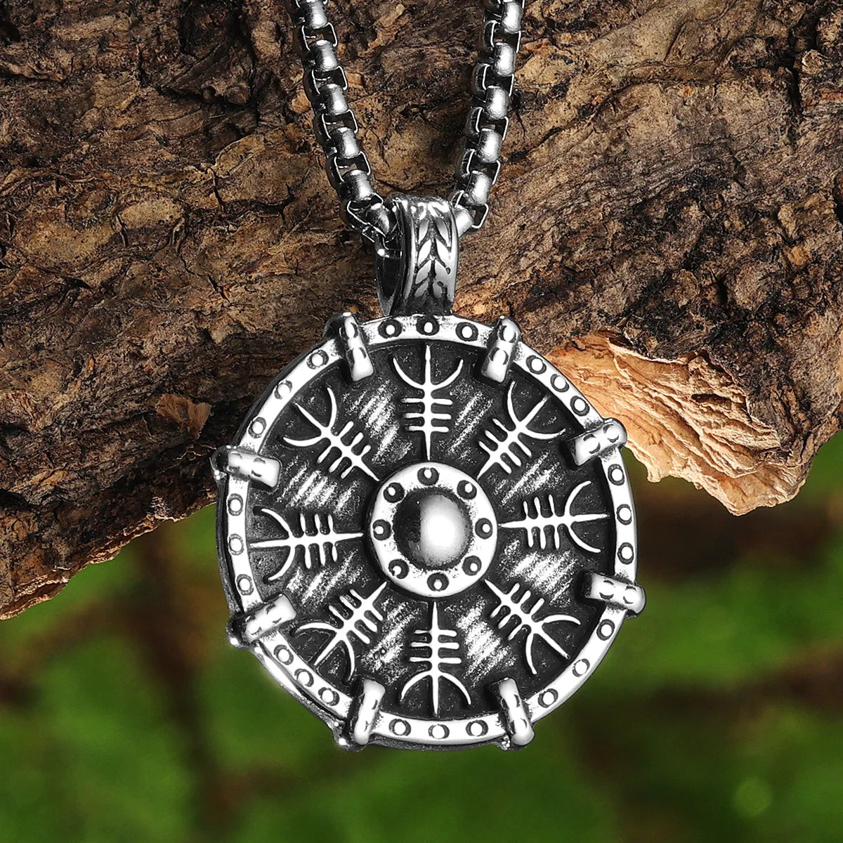 Viking Retro Shield Men Necklaces With Pendant Stainless Steel Jewelry For Male Women Punk Hip Hop Accessories Gifts Wholesale
