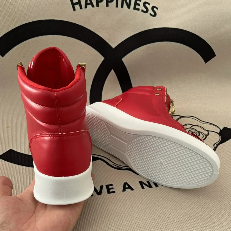 Zip decoration casual sneaker designer shoes for man luxury brand trainers running shoes high top sports casual ankle boots men - Kimlud