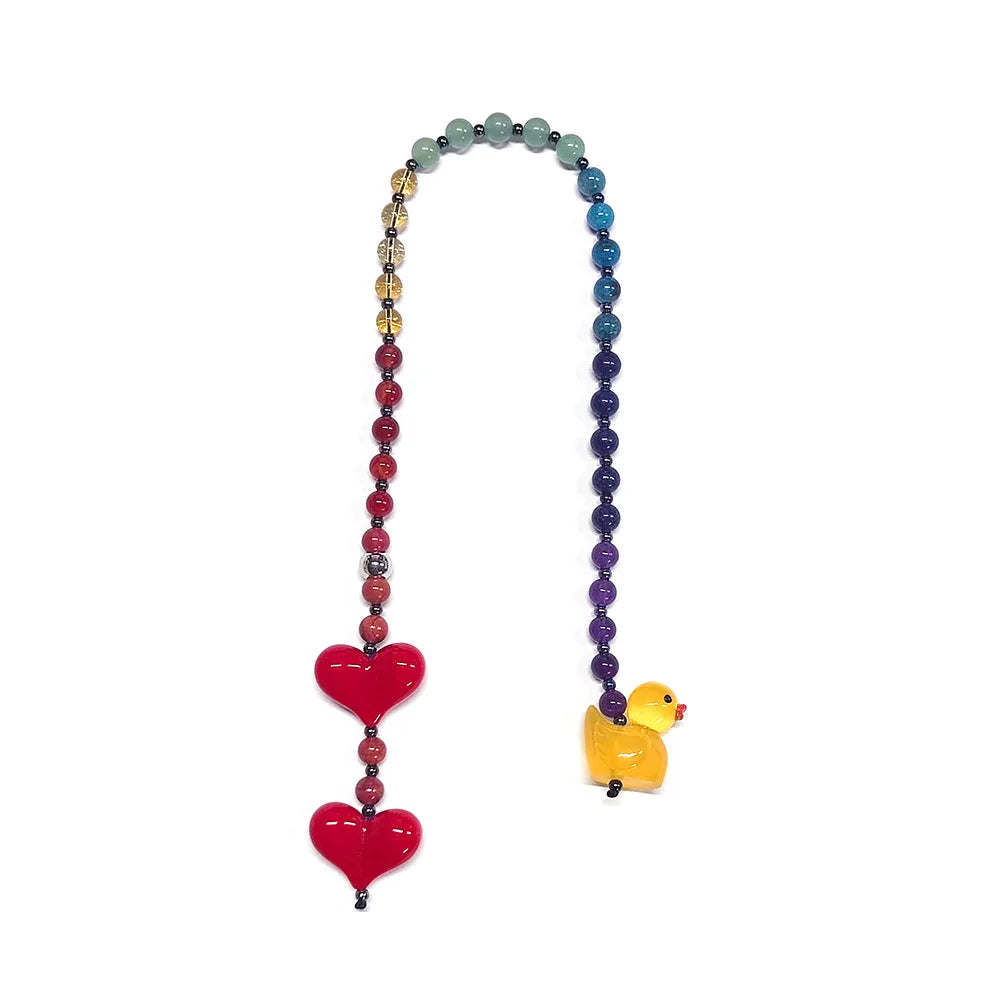 HERLOOK Y2K Bohemian Bag Charm for Women Red Heart Colorful Beads Chakra Energy Healing Pendant Fashion Jewelry Gift...