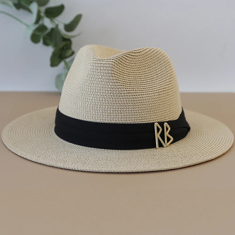 XL Big Size Sun Hat for Men Big Head Beach Panama Hat Man Wide Brim Straw Hat Designer Classic Fedora
