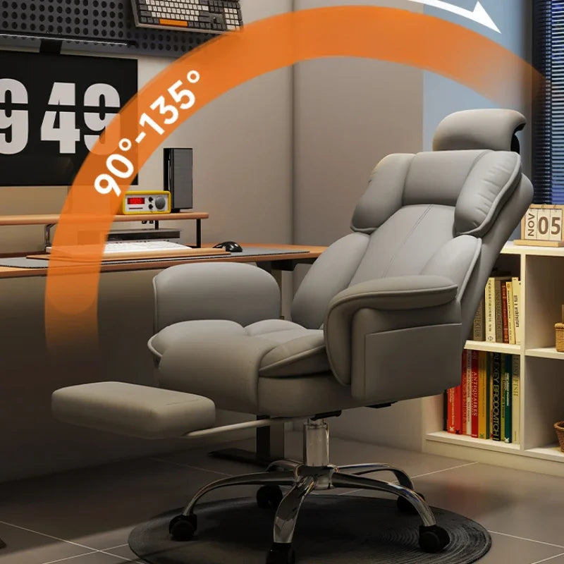 Office Chair Ergonomic Big Tall Computer Desk Chair with Retractable Adjustable Headrest Leather Chair with Flip up Armrests