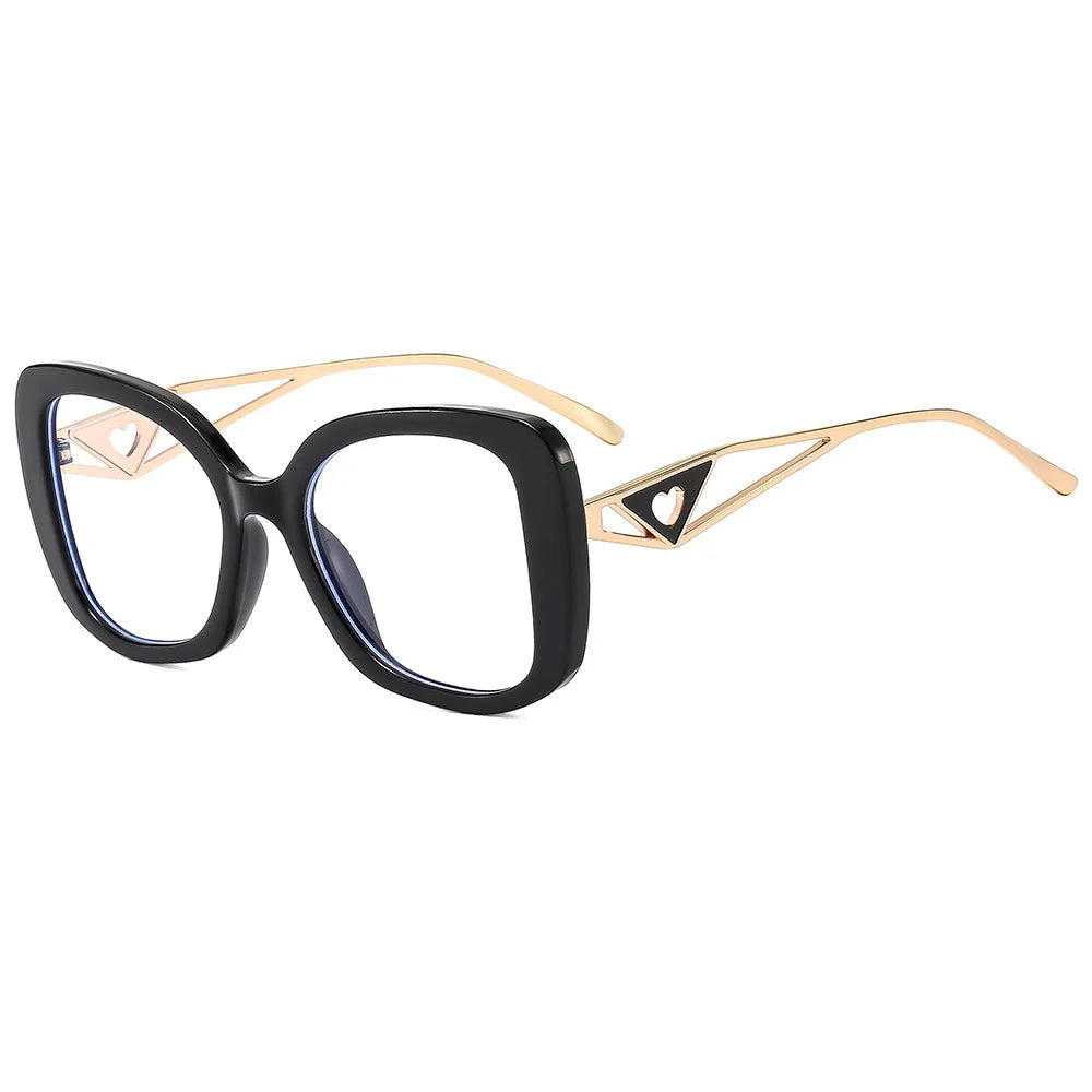 Luxury Brand Oversized Square Reading Glasses Women Triangle heart Temple Eyeglasses Blue Light Blocking Clear Computer...