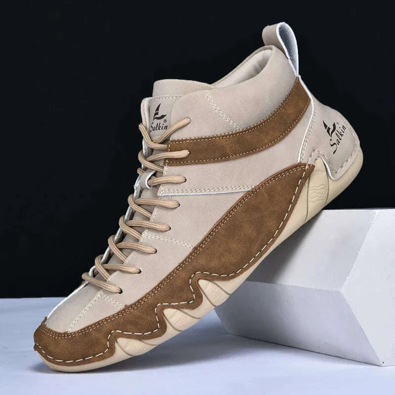 New Autumn 2024 Handmade Leather Men Boots Design Sneakers Man Breathable Casual Leather Shoes Men Ankle Boots Outdoor Fashion