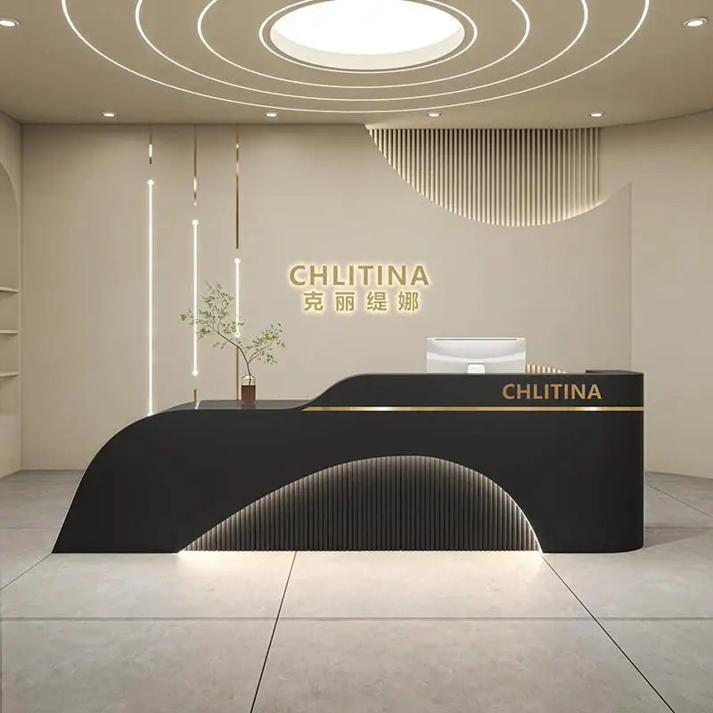 Welcome Service Reception Desks Sales Office White Front Reception Desk Cash Register Salon Recepciones Para Negocio Furniture - Kimlud